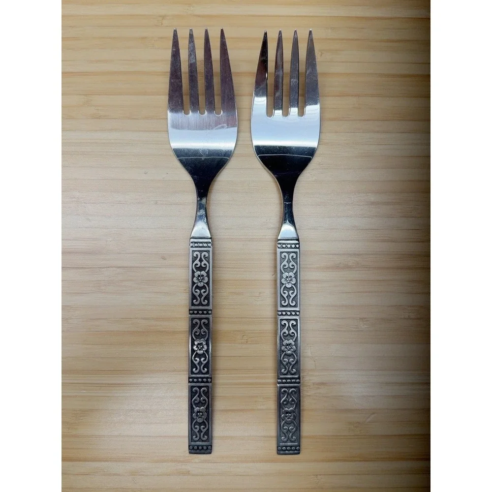Oneida Isabella Cold Meat Serving Forks Lot of 2 Community Stainless 8.5